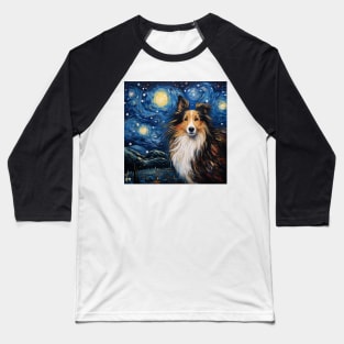 Happy Sheltie Starry Night Baseball T-Shirt